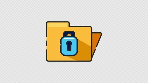 Animated icon of a file folder that has a lock in it. Stock Footage 314479746