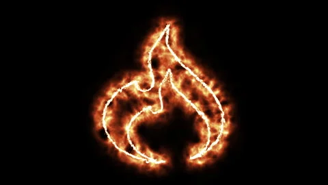 Animated icon of a fire flame with a neon glow on a black background. Stock Footage 297878658