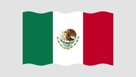 Animated icon of the flag of Mexico. Alpha channel is gray. Flat style. Video stock 131054781