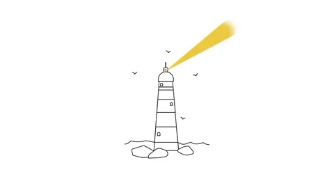 Animated icon of a lighthouse. Line art illustration. Loop video Stock Footage 125391406