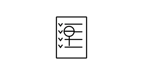 Animated Icon of the list with text and check marks and magnifying glass Stock Footage 240341066