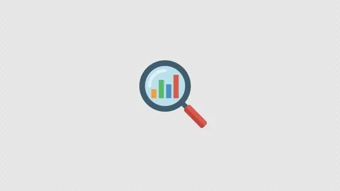 Animated Icon Magnifier, Bar Chart, Data Analysis, Business Research, Alpha Stock Footage 345937571
