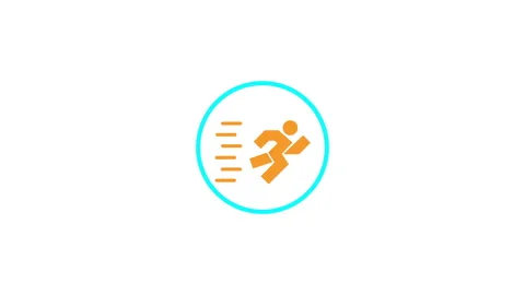 Animated icon of an orange figure running fast inside a circle Stock Footage 340277976