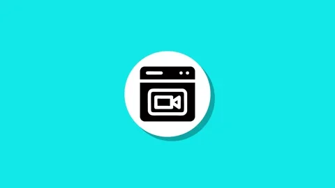 Animated icon representing video playback or streaming on a bright cyan bac.. Stock Footage 327762470