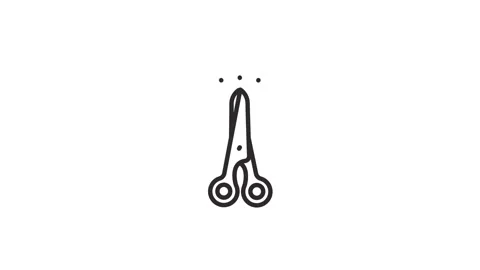 Animated Icon Scissors Cutting with Alpha Channel Stock Footage 295363742