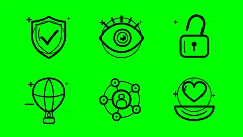 Animated Icon Set Green Screen Animation Security Technology Communication Love Видео 347471380