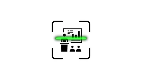Animated icon showing seminar speaker presenting data on screen during busi.. Stock Footage 346499003