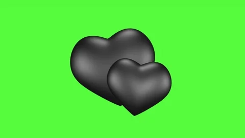 Animated icon of two cute black hearts on a green screen. Stock Footage 247137508