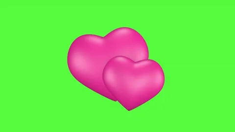Animated icon of two cute pink hearts on a green screen. Stock Footage 249998000
