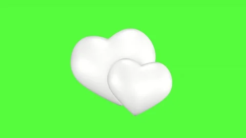 Animated icon of two cute white hearts on a green screen. 3D animation. Stock Footage 241657328