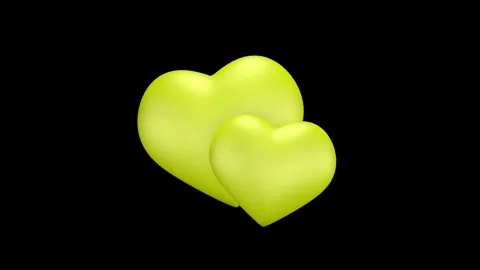 Animated icon of two cute yellow hearts on a green screen. Stock Footage 254811446