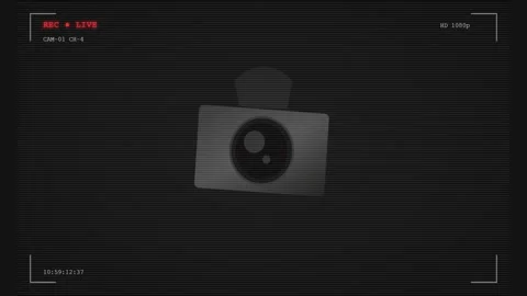 Animated Icon of a Video Camera on Dark Background Stock Footage 340666990