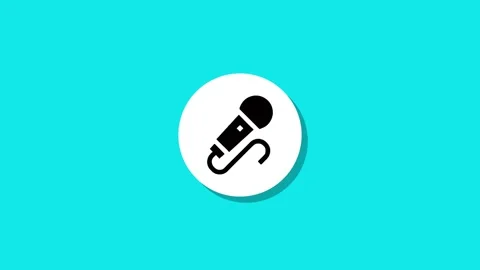 Animated icon of a wired microphone appearing on a bright cyan background w.. Stock Footage 327762626