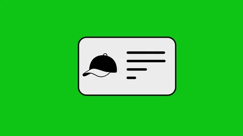 Animated identity card with baseball cap icon and verified details on a gre.. Stock Footage 346497226