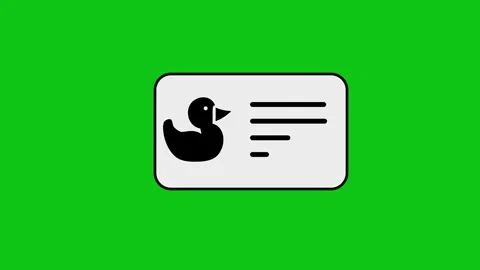 Animated identity card with duck icon and loading lines appearing on green .. Stock Footage 346496660