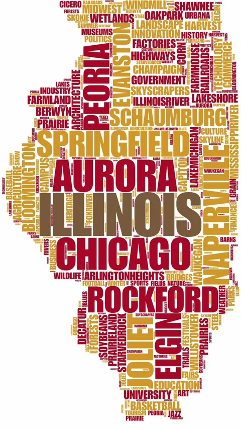 Animated Illinois Map-Shaped Wordcloud Stock Footage 321643498