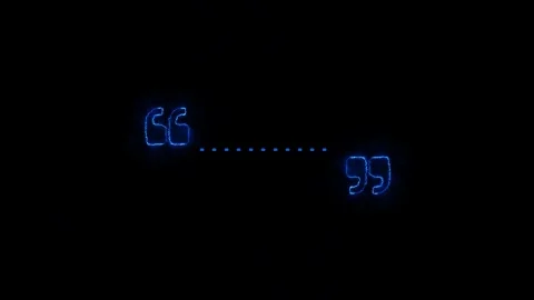 Animated illuminated quotation marks glow with blue light on a black backgr.. Stock Footage 320893292