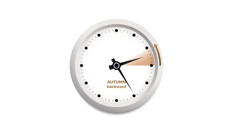 Animated illustration of a clock showing the time change when daylight savi.. Stock Footage 283539565