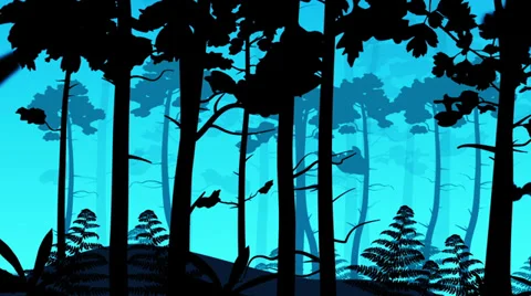 Animated illustration of coniferous forest Stock Footage