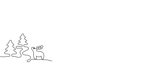 Animated illustration. Continuous one line silhouette of reindeer, sleigh and 動画素材 165152802