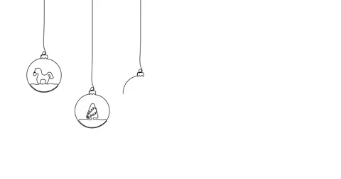 Animated illustration. Continuous one line of hanging balls with reindeer, ho Stock Footage 165152816