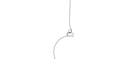 Animated illustration. Continuous one line of hanging ball with angel. Hand-d Stock Footage 166348291