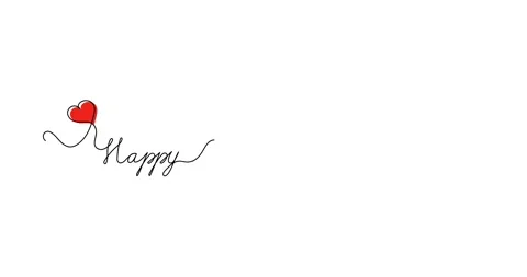Animated illustration. Continuous One Line script cursive text Happy Valentin Stock Footage 168222821