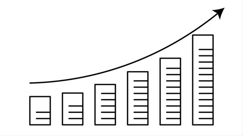 Animated Illustration of graphic chart with Arrow Growing Up Stock Footage 240793710
