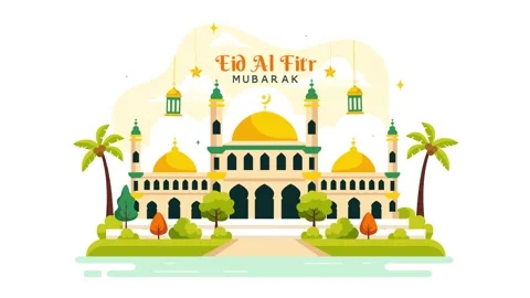 Animated Illustration of Happy Eid Al-Fitr Mubarak Stock Footage 303692289