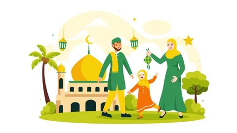 Animated Illustration of Happy Eid Al-Fitr Mubarak Stock Footage 303692299