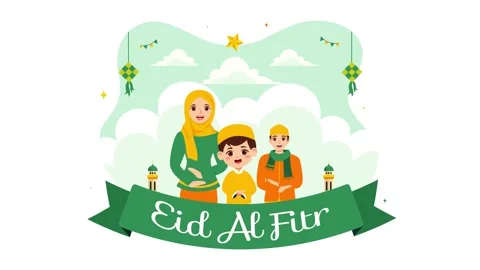 Animated Illustration of Happy Eid Al-Fitr Mubarak Stock Footage 303692300