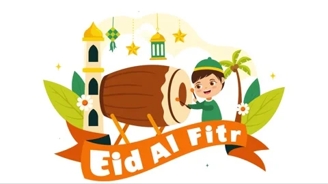 Animated Illustration of Happy Eid Al-Fitr Mubarak Stock Footage 304013700