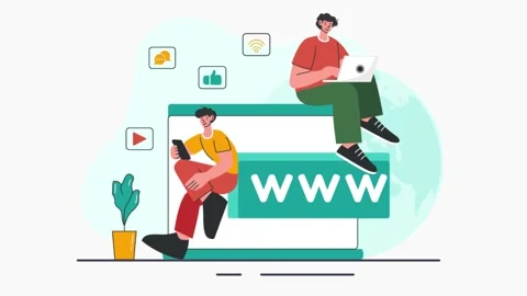 Animated Illustration of Internet Addiction Featuring Young People Addicted Stock Footage 285104711