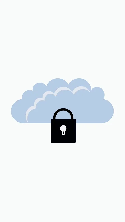 Animated illustration of secure cloud storage with locked cloud and lock sy.. Stock Footage 321627569