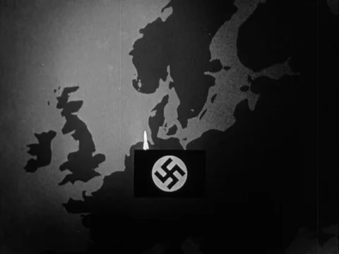 Animated illustration showing the possibility of attack by Germans - 1946 Stock Footage 112120110