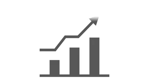 Animated Illustration of Statistic Curve with Arrow Growing Up showing Prof.. Stock Footage 285098423