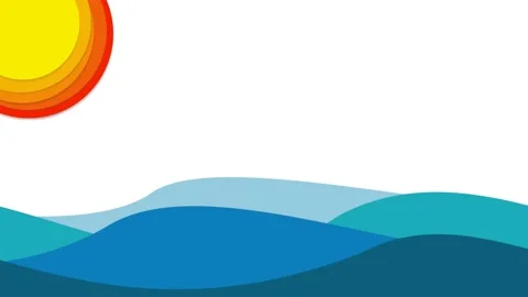 Animated illustration for template, summer concept. Abstract sun and waves on Stock Footage 147480266