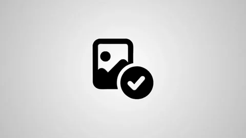 Animated image icon with checkmark symbol appearing on neutral background f.. Video stock 346496532