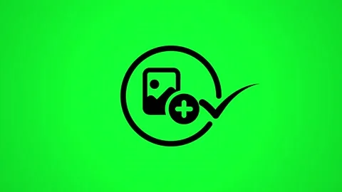 Animated image upload confirmation icon on green background featuring circl.. Stock Footage 346498057