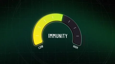 Animated immunity level gauge presentation template, moving from weak  Stock Footage 314499075