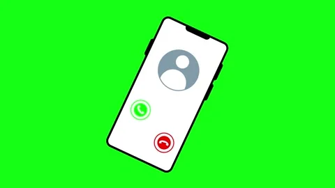 Animated incoming call interface on smartphone screen loop on green screen .. Stock Footage 340449360