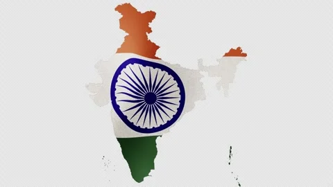 An animated Indian flag forming the shape of the India map Stock Footage 332663466