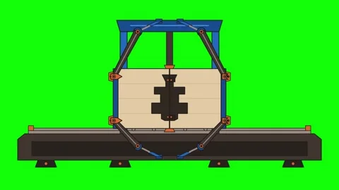 Animated Industrial Machine Separating Workpiece on Green Screen 库存影片 348191582