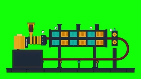 Animated Industrial Plastic Extrusion Machine Process 库存影片 347895355