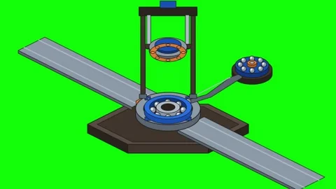Animated industrial robot assembling a bearing on a conveyor belt Stock Footage 348191587