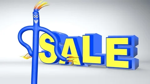 Animated Inflatable Blue Tubeman with Bouncing Sale Sign Stock Footage 71002486