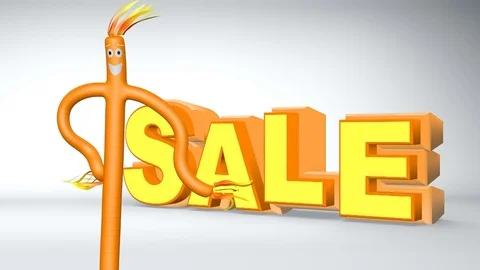 Animated Inflatable Orange Tubeman with Bouncing Sale Sign Stock Footage 71002804
