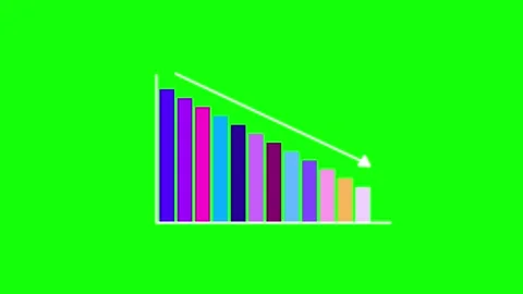 Animated infographic growing down on green screen showing economic crisis Stock Footage 296228628