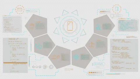 Animated infographic schema on the theme of AI technology in mobile phones. Stock Footage 282301889
