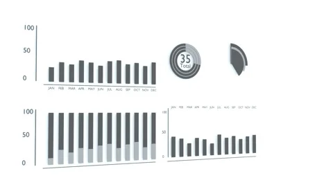 Animated infographics 3d visualization of graphs Stock Footage 147372042